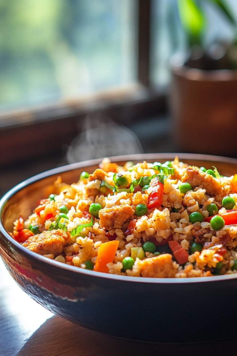 High Protein Low Carb Vegan Cauliflower Fried Rice with Tempeh Vegan