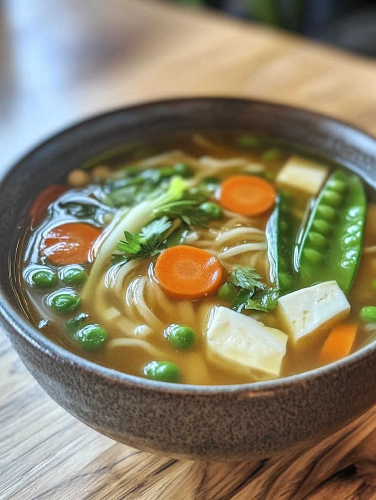 Red Thai curry noodle soup served with fresh herbs, vegetables, and a spicy coconut milk broth for a perfect winter meal.