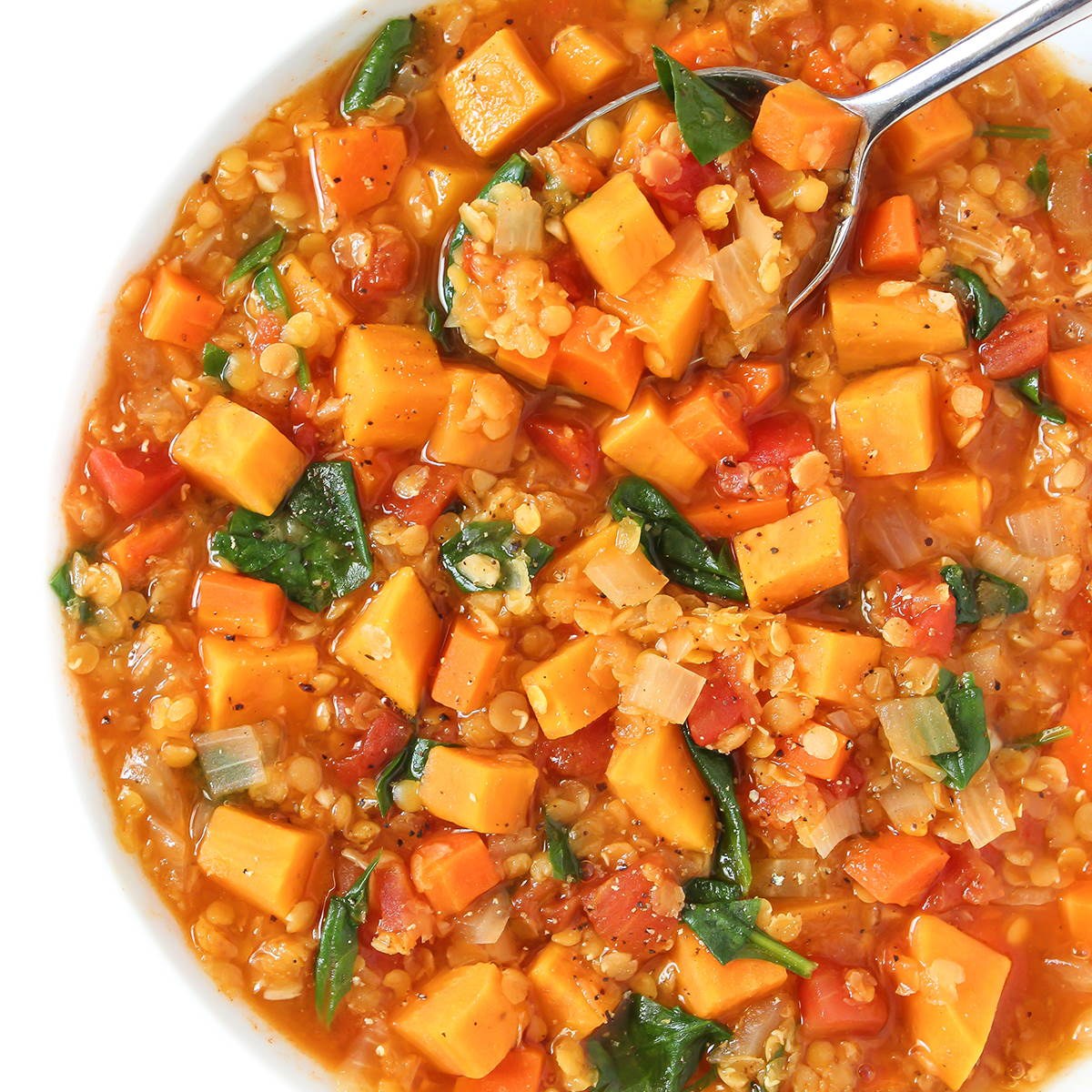 Red lentil and sweet potato stew with smoky spices